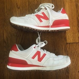 New Balance 574 in red & cream